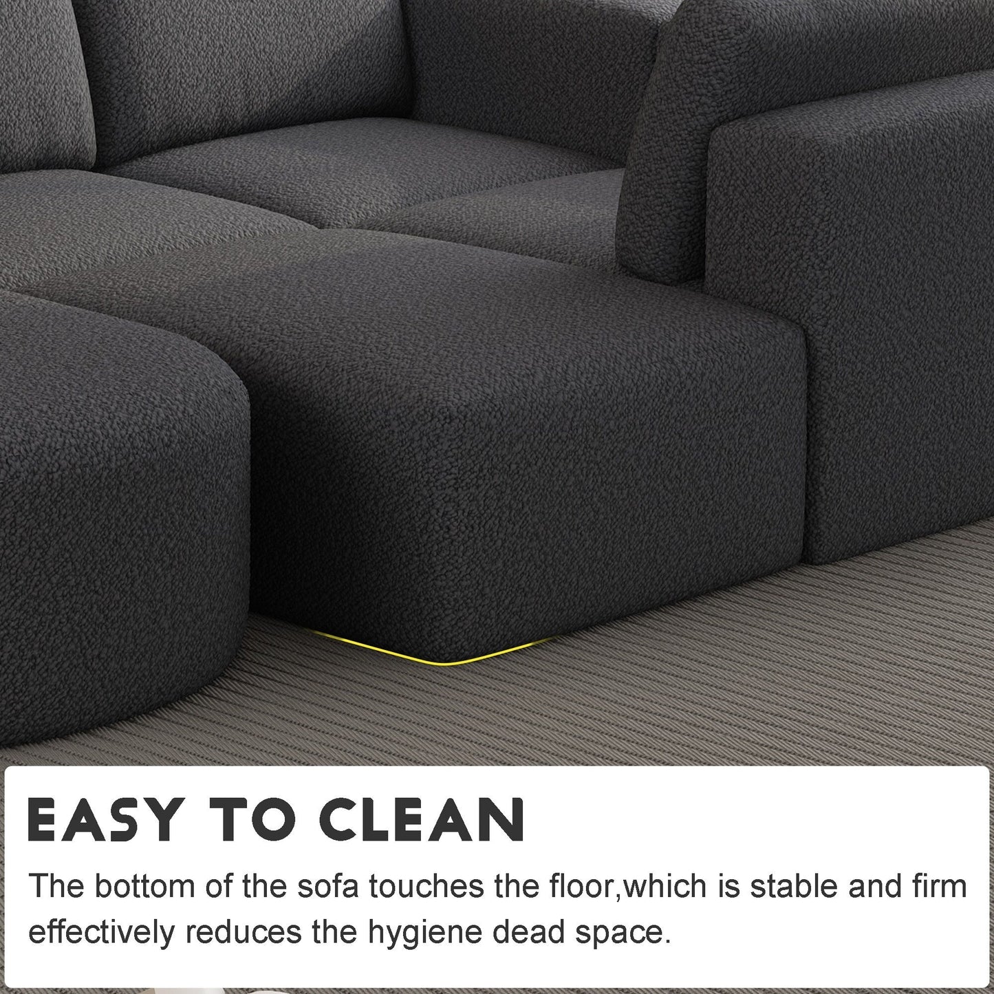 Divano componibile modulare a forma di U convertibile 104,32*70,86 con chaise longue, pouf e spugna compressa per soggiorno