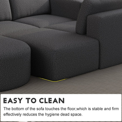 Divano componibile modulare a forma di U convertibile 104,32*70,86 con chaise longue, pouf e spugna compressa per soggiorno