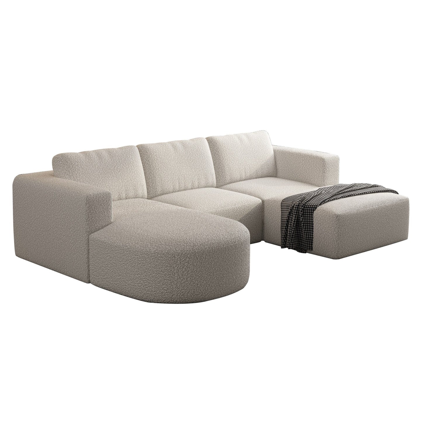 Divano componibile modulare a forma di U convertibile 104,32*70,86 con chaise longue, pouf e spugna compressa per soggiorno