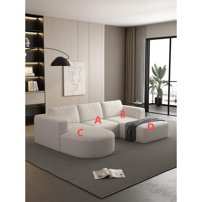 Divano componibile modulare a forma di U convertibile 104,32*70,86 con chaise longue, pouf e spugna compressa per soggiorno