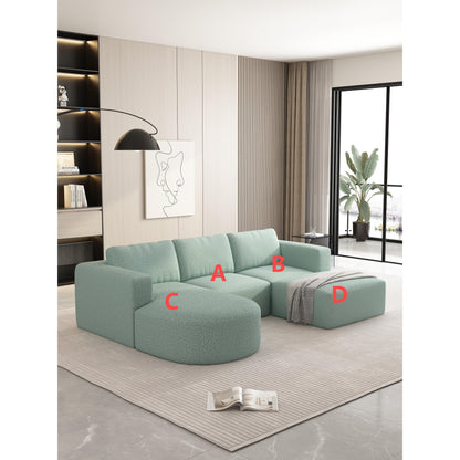 Divano componibile modulare a forma di U convertibile 104,32*70,86 con chaise longue, pouf e spugna compressa per soggiorno