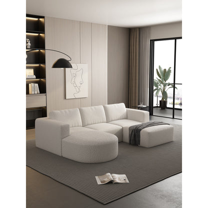 Divano componibile modulare a forma di U convertibile 104,32*70,86 con chaise longue, pouf e spugna compressa per soggiorno