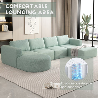 Divano componibile modulare a forma di U convertibile 104,32*70,86 con chaise longue, pouf e spugna compressa per soggiorno