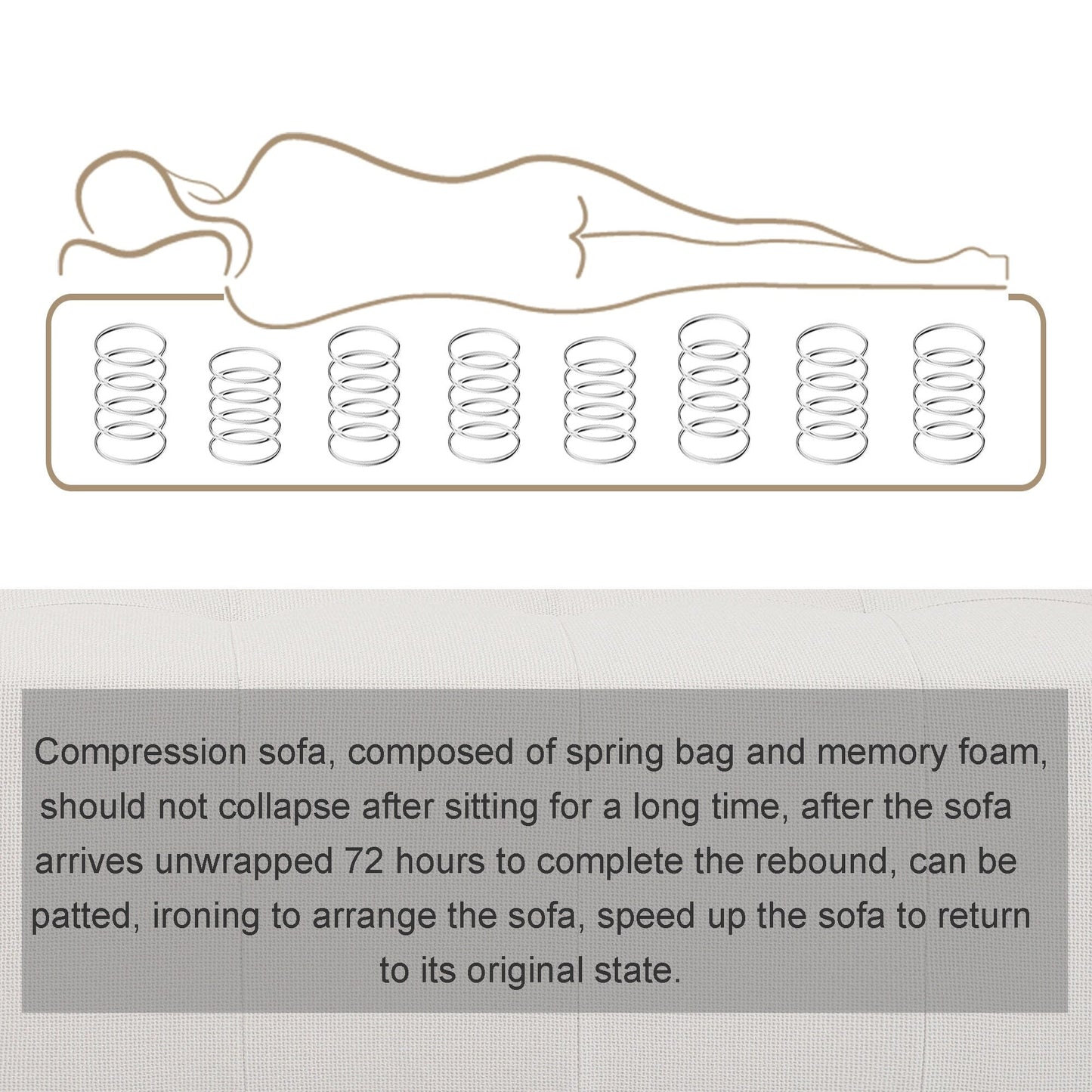 Divano componibile modulare a forma di U convertibile 104,32*70,86 con chaise longue, pouf e spugna compressa per soggiorno