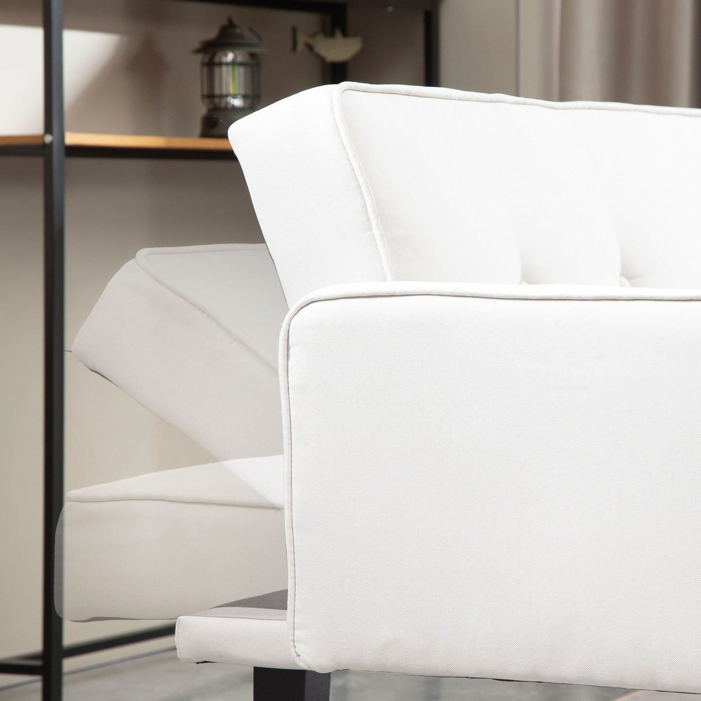 Divano letto futon trasformabile a 3 posti con gambe in legno