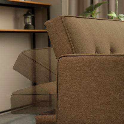 Divano letto futon trasformabile a 3 posti con gambe in legno