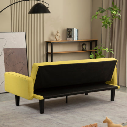 Divano letto futon trasformabile a 3 posti con gambe in legno