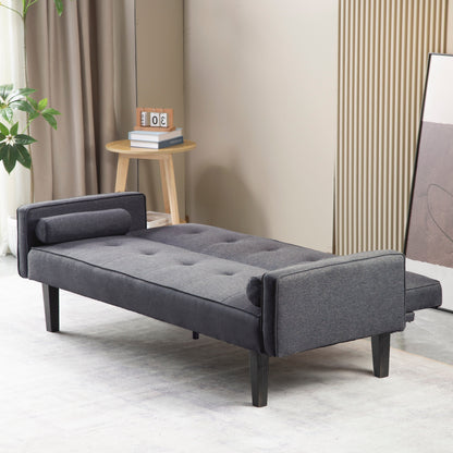 Divano letto futon trasformabile a 3 posti con gambe in legno