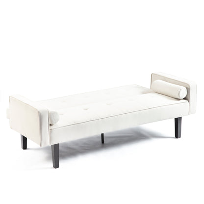 Divano letto futon trasformabile a 3 posti con gambe in legno