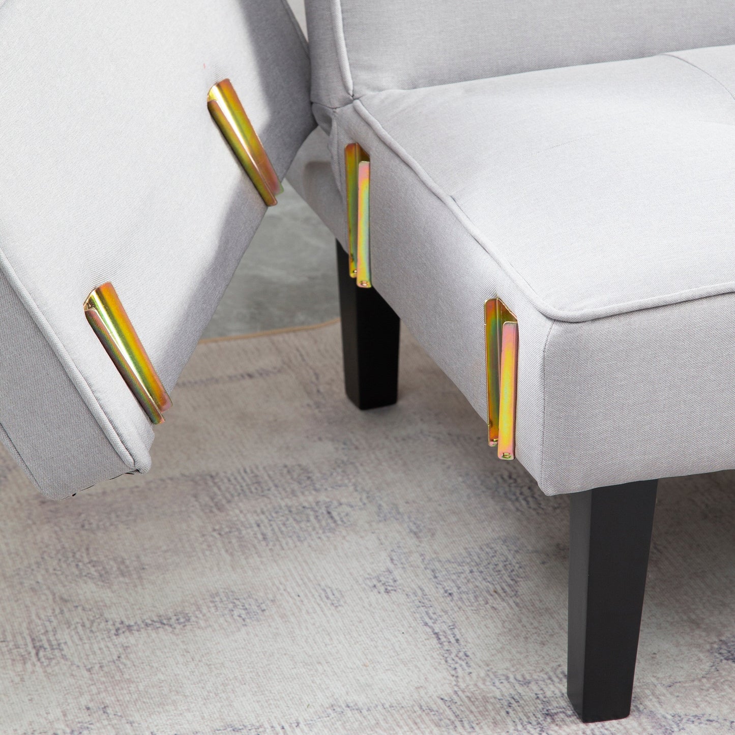 Divano letto futon trasformabile a 3 posti con gambe in legno