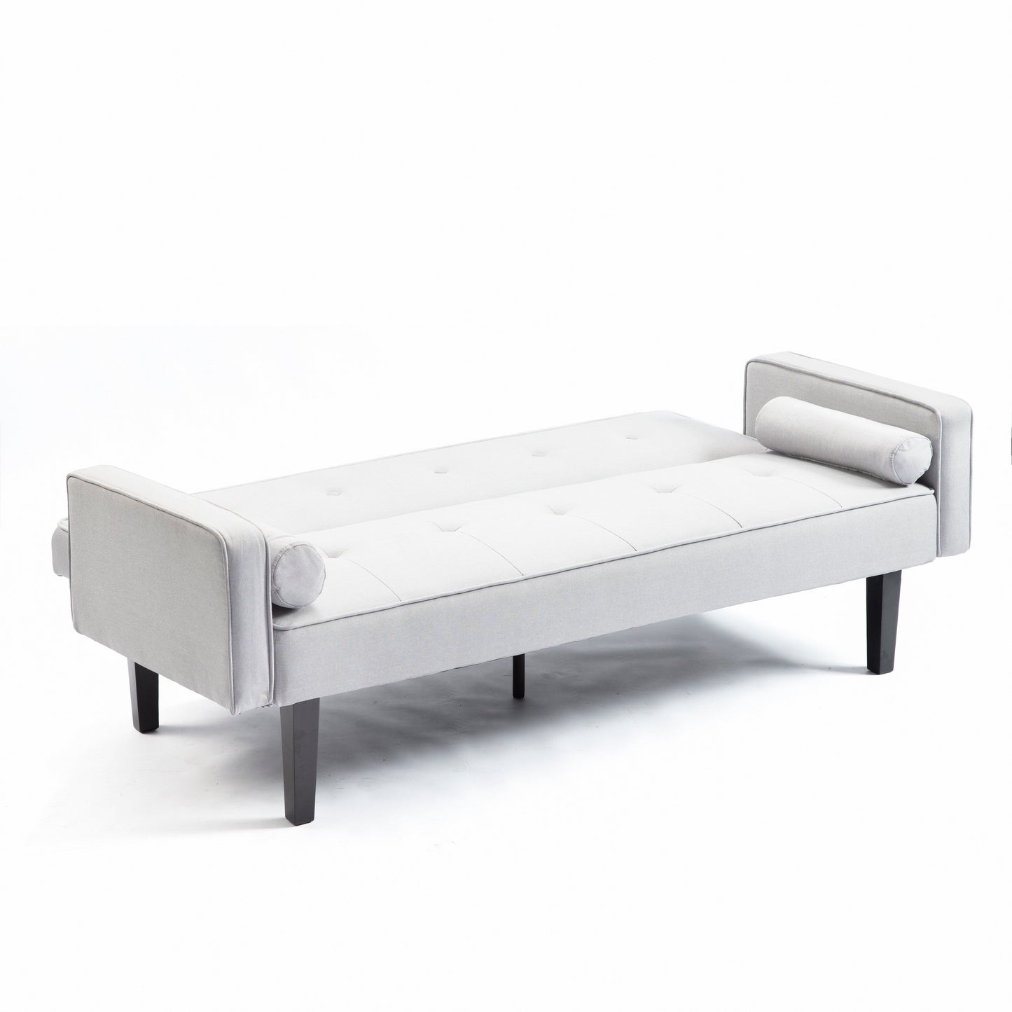 Divano letto futon trasformabile a 3 posti con gambe in legno