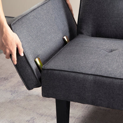 Divano letto futon trasformabile a 3 posti con gambe in legno