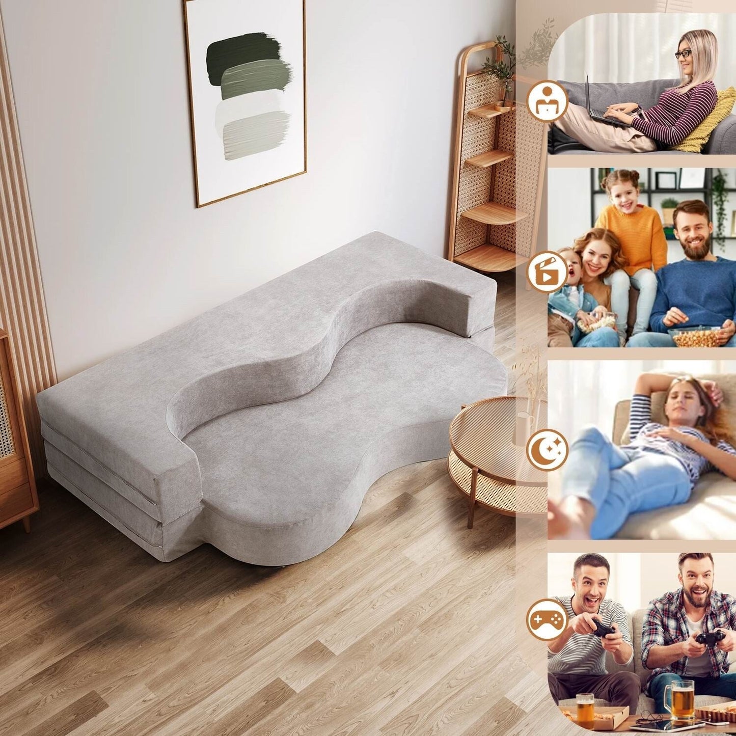 Divano letto pieghevole convertibile con schiuma ad alta densità per soggiorno, camera degli ospiti e camera da letto