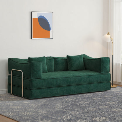 Divano letto trasformabile Pudding Block, divano letto da terra con braccioli