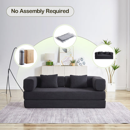 Divano letto trasformabile con cuscino, divano letto pieghevole in velluto a coste 4 in 1 con struttura fissa