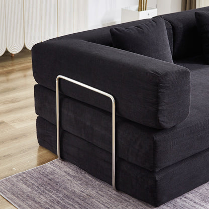 Divano letto trasformabile con cuscino, divano letto pieghevole in velluto a coste 4 in 1 con struttura fissa