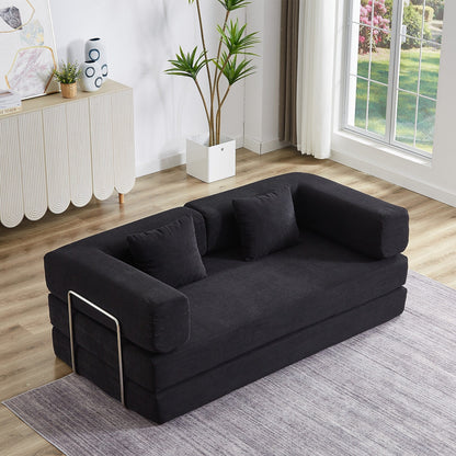 Divano letto trasformabile con cuscino, divano letto pieghevole in velluto a coste 4 in 1 con struttura fissa