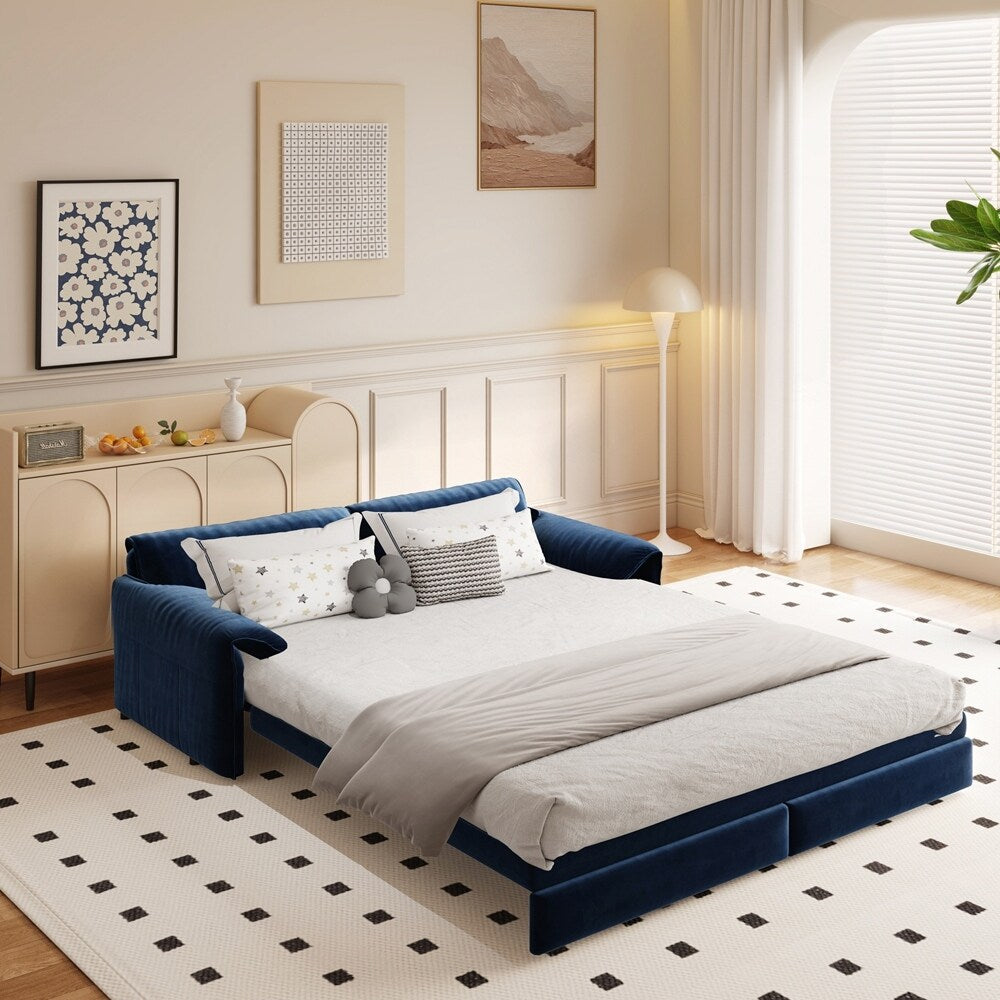 Divano letto trasformabile in divano letto multifunzionale in velluto