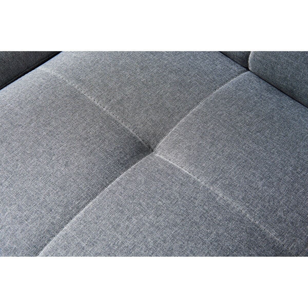 Divano letto futon trasformabile con gambe in legno massello, tessuto di lino grigio