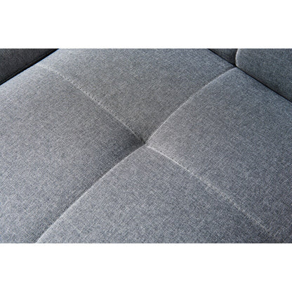 Divano letto futon trasformabile con gambe in legno massello, tessuto di lino grigio