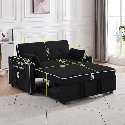 Divano letto trasformabile, divano letto estraibile multifunzionale 3 in 1 in velluto