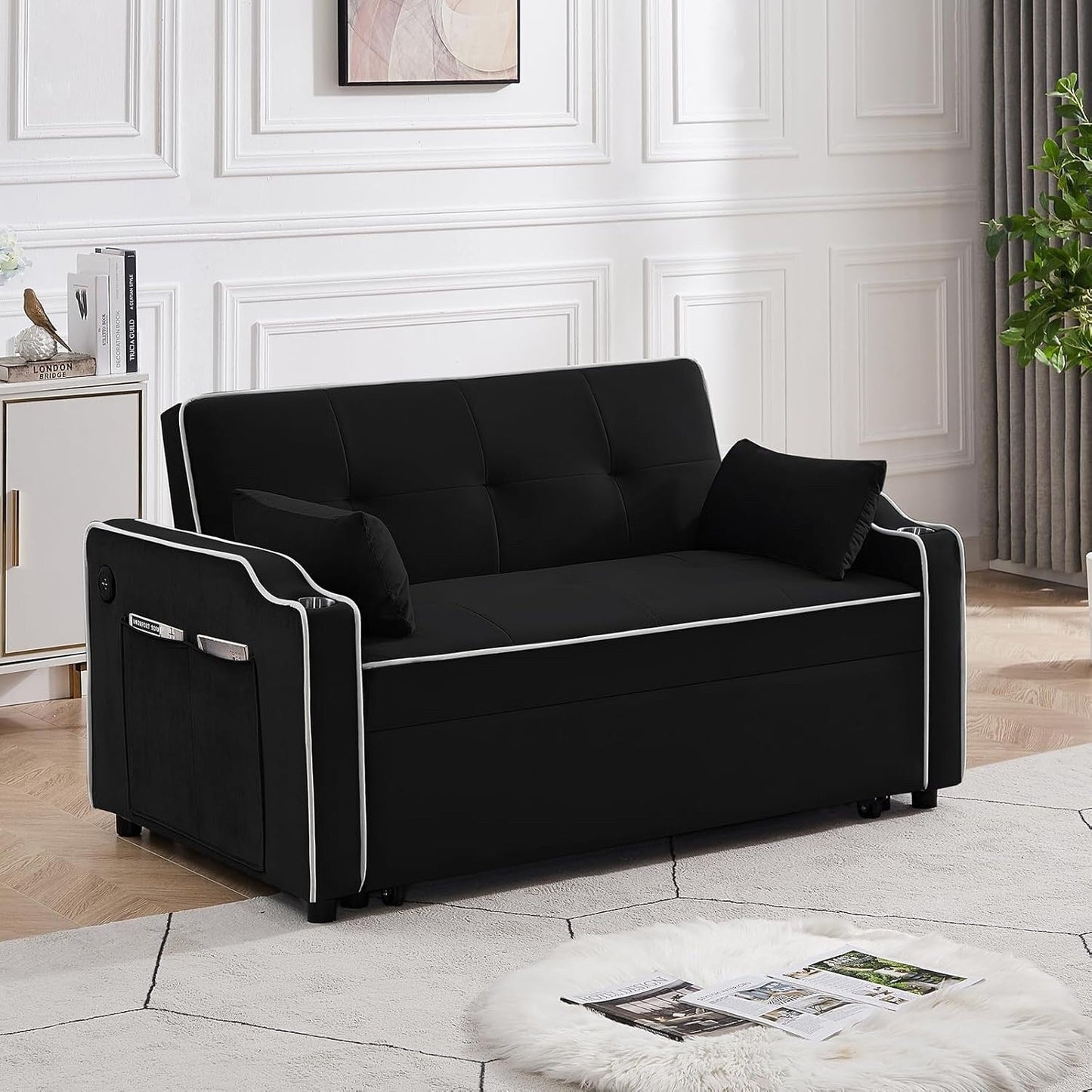 Divano letto trasformabile, divano letto estraibile multifunzionale 3 in 1 in velluto