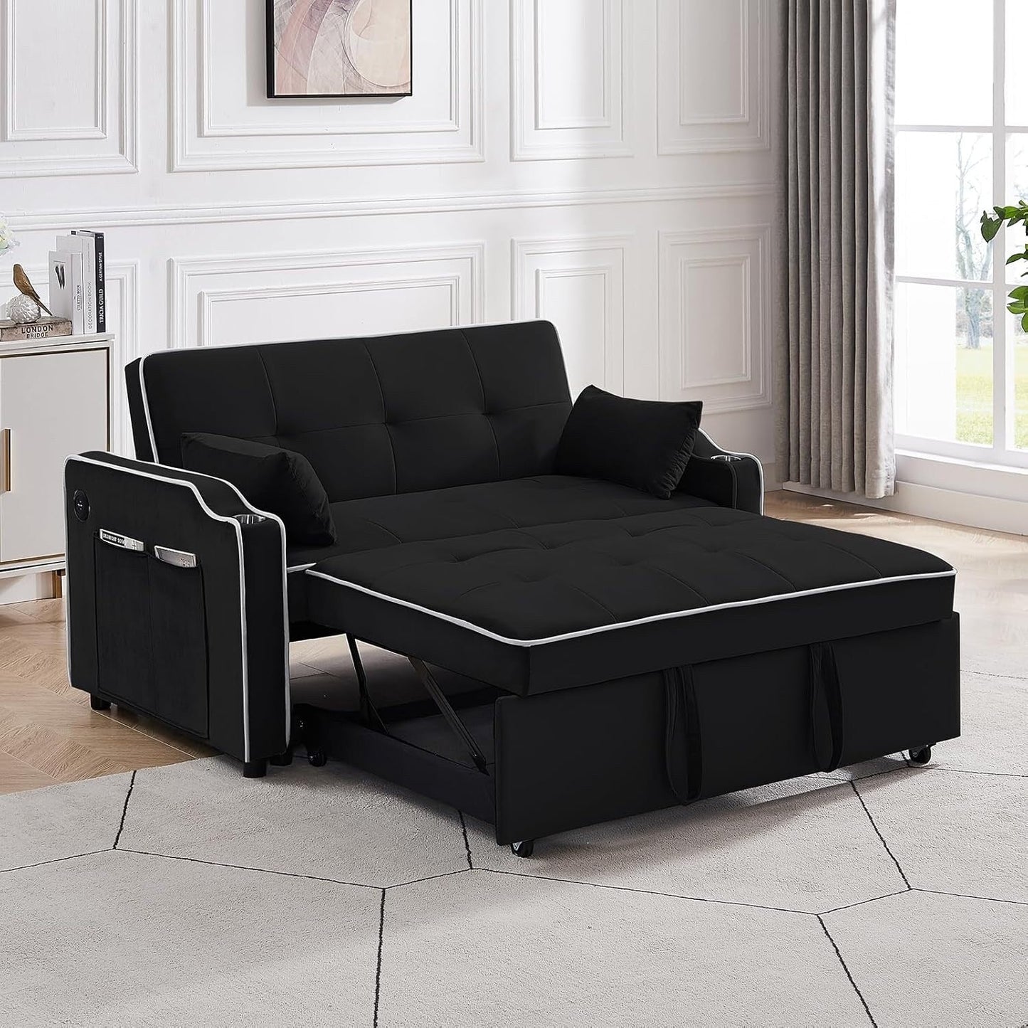 Divano letto trasformabile, divano letto estraibile multifunzionale 3 in 1 in velluto