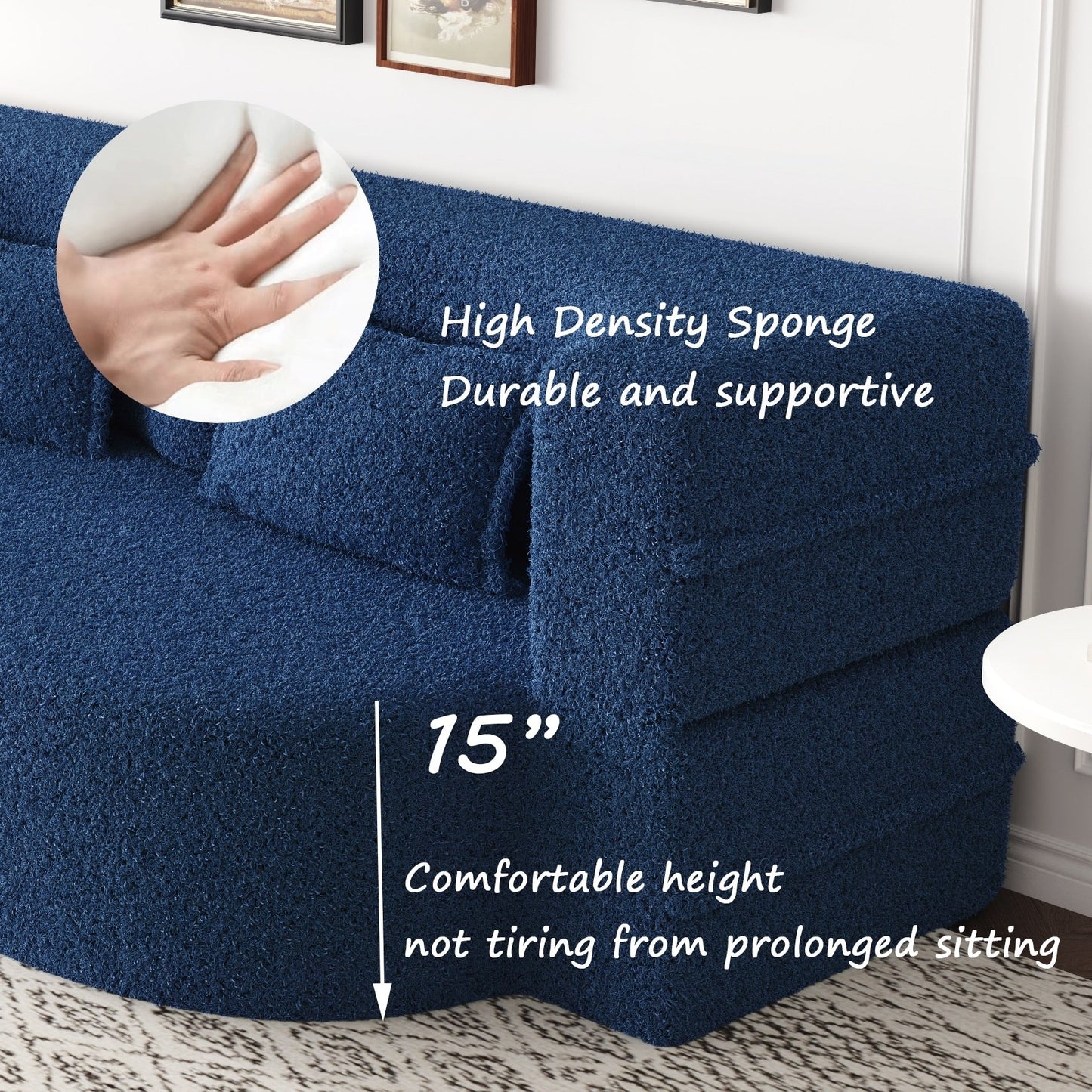 Divano letto trasformabile imbottito in schiuma e tessuto Teddy