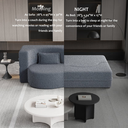 Divano letto trasformabile imbottito in schiuma e tessuto Teddy