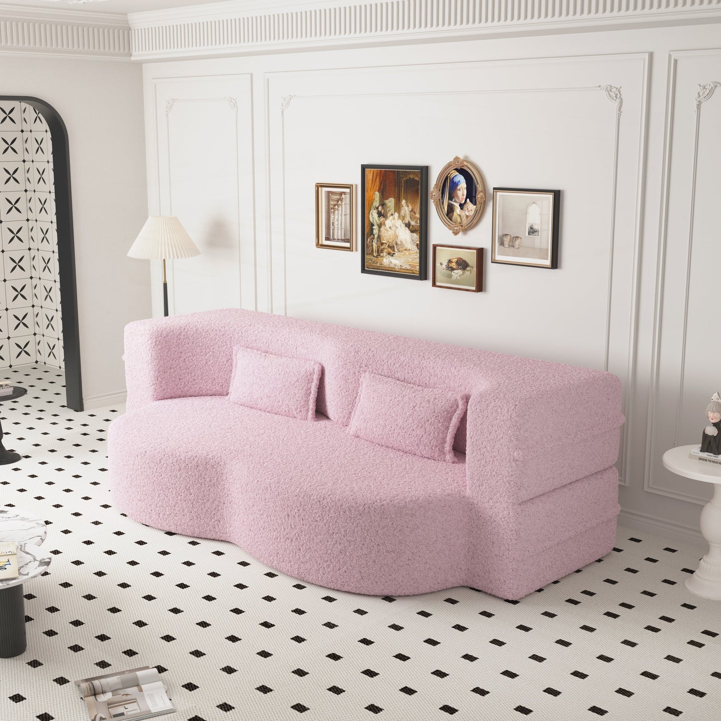 Divano letto trasformabile imbottito in schiuma e tessuto Teddy