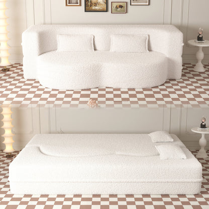 Divano letto trasformabile imbottito in schiuma e tessuto Teddy