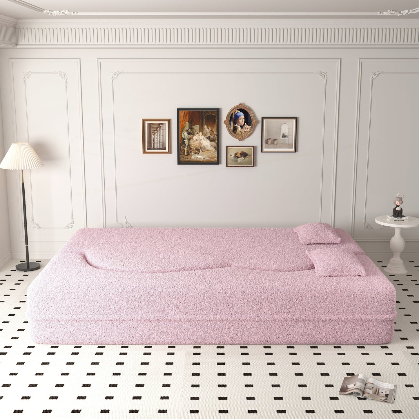 Divano letto trasformabile imbottito in schiuma e tessuto Teddy