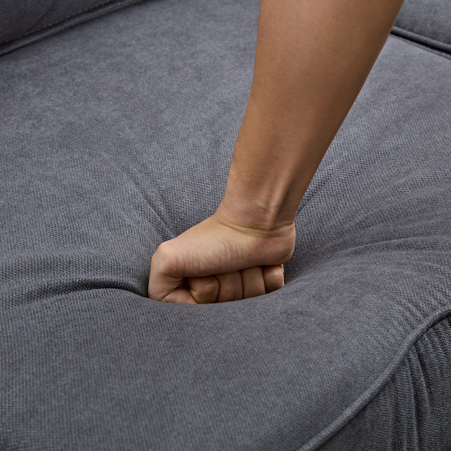 Divano componibile modulare a forma di U trasformabile con pouf contenitore e chaise longue reversibile per soggiorno