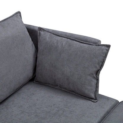 Divano componibile modulare a forma di U trasformabile con pouf contenitore e chaise longue reversibile per soggiorno