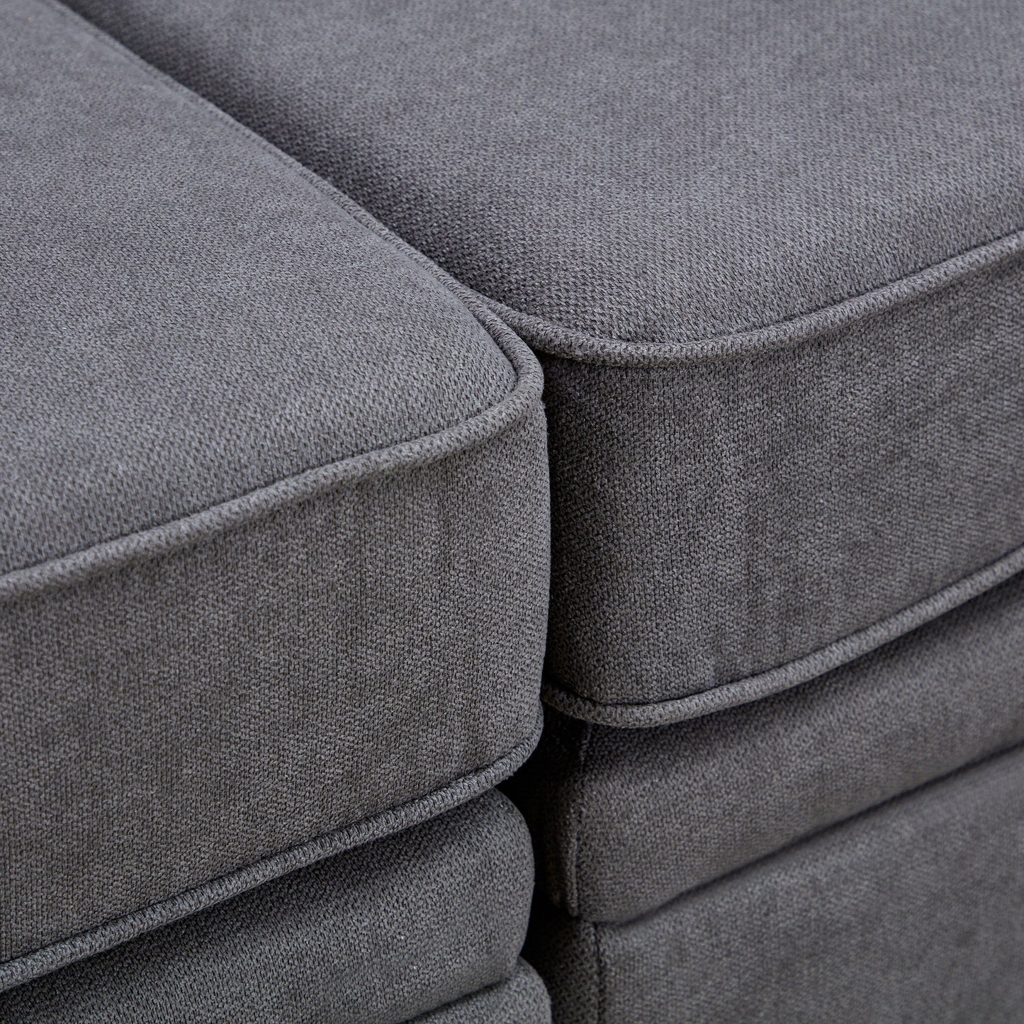 Divano componibile modulare a forma di U trasformabile con pouf contenitore e chaise longue reversibile per soggiorno