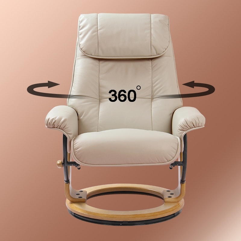 Poltrona reclinabile e pouf in pelle pieno fiore Copper Grove Caret