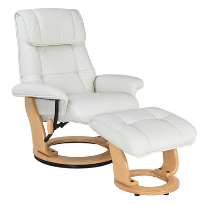 Poltrona reclinabile e pouf in pelle pieno fiore Copper Grove Caret