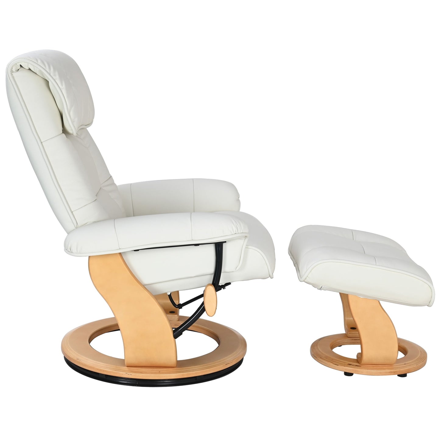 Poltrona reclinabile e pouf in pelle pieno fiore Copper Grove Caret