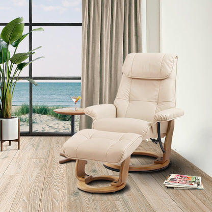 Poltrona reclinabile e pouf in pelle pieno fiore Copper Grove Caret