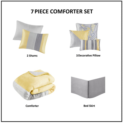 Set copripiumino Copper Grove Kiston Yellow da 7 pezzi
