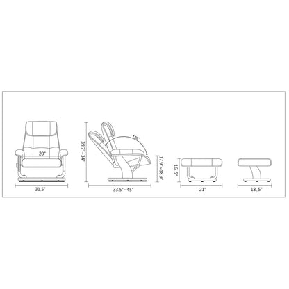 Poltrona reclinabile e pouf in pelle Copper Grove Serrat