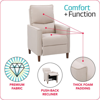 Poltrona reclinabile manuale con poggiapiedi e gambe alte