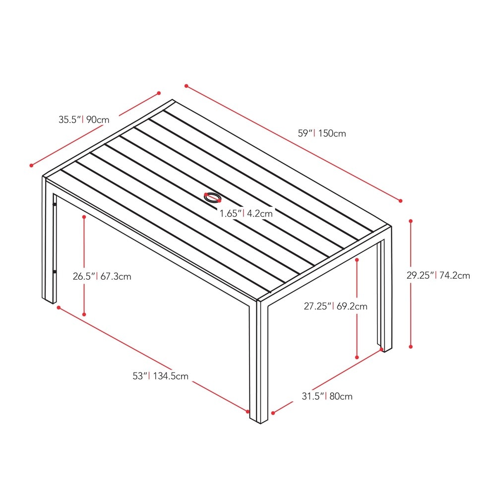 Set da pranzo per esterni Tumaco Sun-bleached Grey da 7 pezzi di Havenside Home