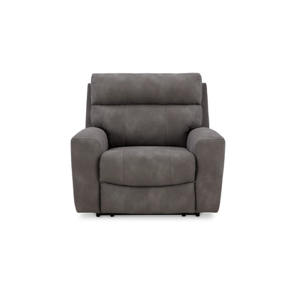 Poltrona reclinabile elettrica Corbin, regolabile, porta USB, similpelle grigia