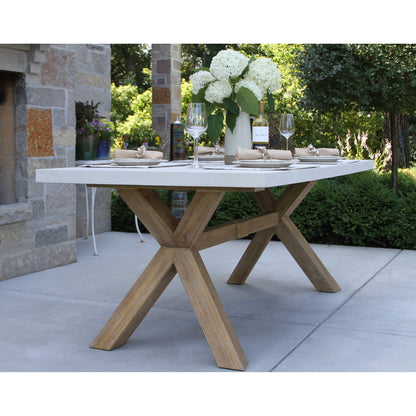 Set da pranzo Cordelia da 6 pezzi in composito avorio e eucalipto con panca