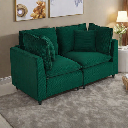 Divano a 2 posti in velluto a coste con 4 piccoli cuscini, tessuto traspirante, cuscini in spugna spessa