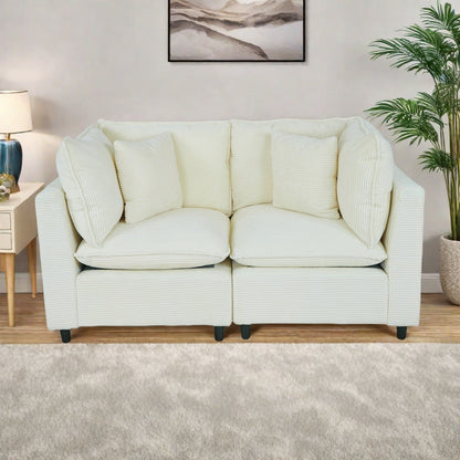 Divano a 2 posti in velluto a coste con 4 piccoli cuscini, tessuto traspirante, cuscini in spugna spessa