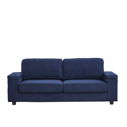 Divano a 3 posti in velluto a coste con porte USB e portabicchieri