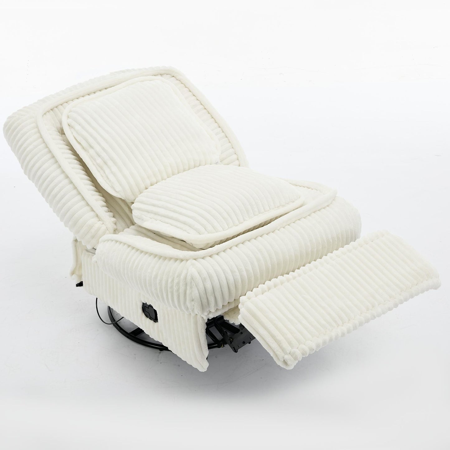 Poltrona reclinabile girevole a 360° in velluto a coste con cuscini