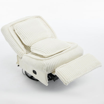 Poltrona reclinabile girevole a 360° in velluto a coste con cuscini